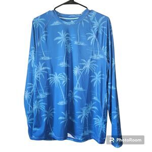 NWTTommy Bahama Crew Ls Palms Blue  New Medium